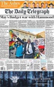 The Daily Telegraph () Newspaper Front Page for 22 November 2017