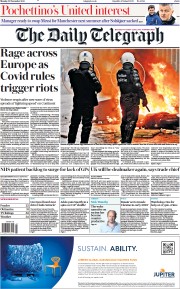 The Daily Telegraph () Newspaper Front Page for 22 November 2021