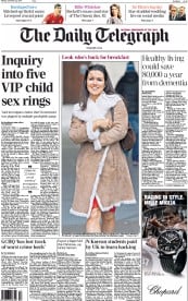 The Daily Telegraph () Newspaper Front Page for 22 December 2014