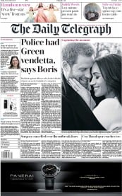 The Daily Telegraph () Newspaper Front Page for 22 December 2017