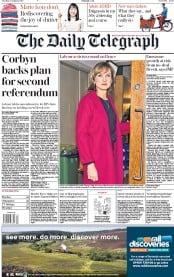 The Daily Telegraph () Newspaper Front Page for 22 January 2019