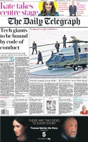 The Daily Telegraph () Newspaper Front Page for 22 January 2020
