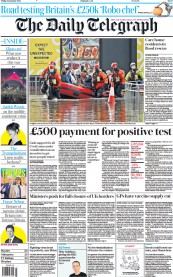 The Daily Telegraph () Newspaper Front Page for 22 January 2021