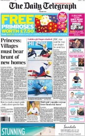 The Daily Telegraph () Newspaper Front Page for 22 February 2014