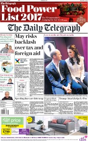 The Daily Telegraph () Newspaper Front Page for 22 April 2017