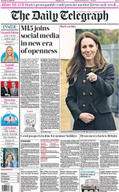 The Daily Telegraph () Newspaper Front Page for 22 April 2021