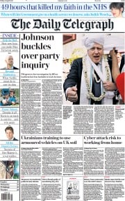 The Daily Telegraph () Newspaper Front Page for 22 April 2022