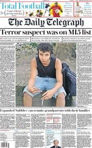 The Daily Telegraph () Newspaper Front Page for 22 June 2020