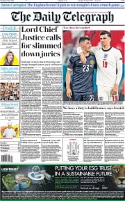 The Daily Telegraph () Newspaper Front Page for 22 June 2021