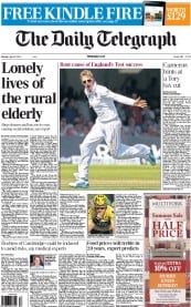 The Daily Telegraph () Newspaper Front Page for 22 July 2013
