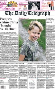 The Daily Telegraph () Newspaper Front Page for 22 July 2020
