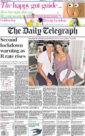 The Daily Telegraph () Newspaper Front Page for 22 August 2020