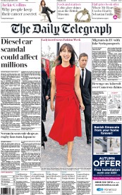 The Daily Telegraph () Newspaper Front Page for 22 September 2015