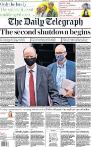 The Daily Telegraph () Newspaper Front Page for 22 September 2020