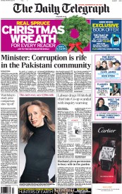 The Daily Telegraph () Newspaper Front Page for 23 November 2013