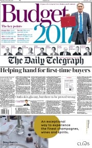 The Daily Telegraph () Newspaper Front Page for 23 November 2017