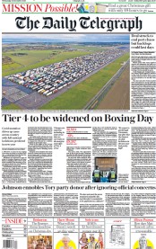 The Daily Telegraph () Newspaper Front Page for 23 December 2020