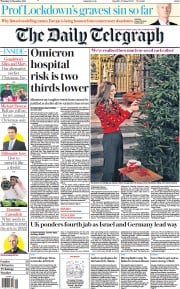 The Daily Telegraph () Newspaper Front Page for 23 December 2021