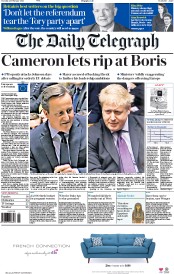 The Daily Telegraph () Newspaper Front Page for 23 February 2016