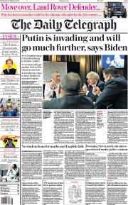 The Daily Telegraph () Newspaper Front Page for 23 February 2022