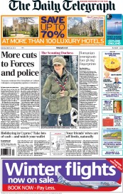 The Daily Telegraph () Newspaper Front Page for 23 March 2013
