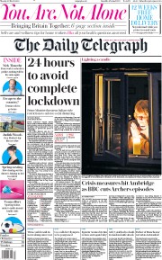 The Daily Telegraph () Newspaper Front Page for 23 March 2020