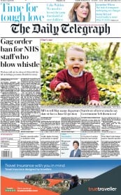 The Daily Telegraph () Newspaper Front Page for 23 April 2019