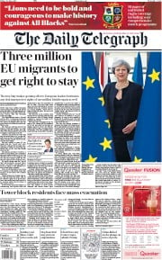 The Daily Telegraph () Newspaper Front Page for 23 June 2017
