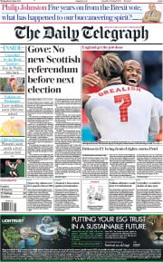 The Daily Telegraph () Newspaper Front Page for 23 June 2021