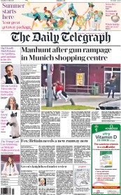 The Daily Telegraph () Newspaper Front Page for 23 July 2016
