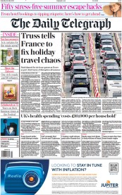 The Daily Telegraph () Newspaper Front Page for 23 July 2022
