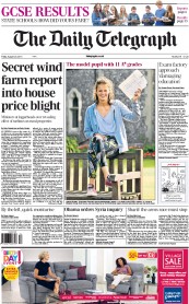 The Daily Telegraph () Newspaper Front Page for 23 August 2013