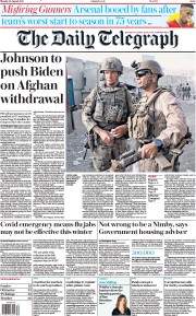 The Daily Telegraph () Newspaper Front Page for 23 August 2021