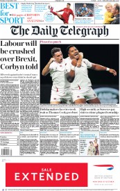 The Daily Telegraph () Newspaper Front Page for 23 September 2019