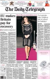 The Daily Telegraph () Newspaper Front Page for 24 October 2014
