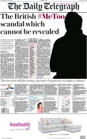The Daily Telegraph () Newspaper Front Page for 24 October 2018