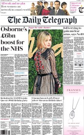 The Daily Telegraph () Newspaper Front Page for 24 November 2015
