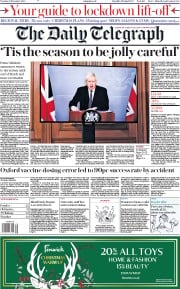 The Daily Telegraph () Newspaper Front Page for 24 November 2020