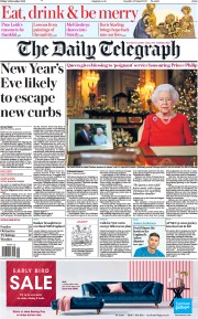 The Daily Telegraph () Newspaper Front Page for 24 December 2021