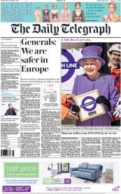 The Daily Telegraph () Newspaper Front Page for 24 February 2016