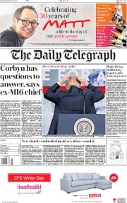 The Daily Telegraph () Newspaper Front Page for 24 February 2018