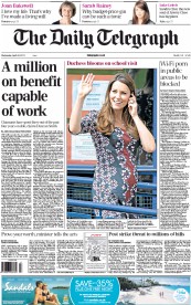 The Daily Telegraph () Newspaper Front Page for 24 April 2013