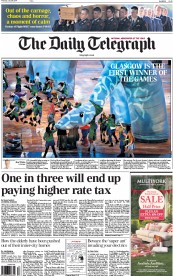 The Daily Telegraph () Newspaper Front Page for 24 July 2014