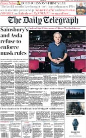 The Daily Telegraph () Newspaper Front Page for 24 July 2020