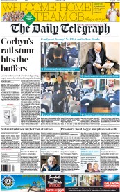 The Daily Telegraph () Newspaper Front Page for 24 August 2016