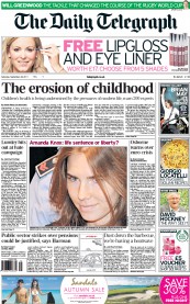 The Daily Telegraph () Newspaper Front Page for 24 September 2011