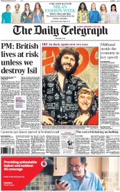 The Daily Telegraph () Newspaper Front Page for 24 September 2014