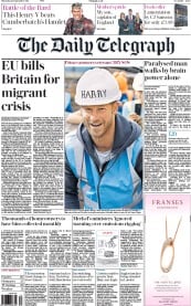 The Daily Telegraph () Newspaper Front Page for 24 September 2015