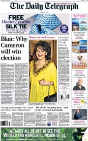 The Daily Telegraph () Newspaper Front Page for 25 October 2014