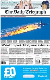 The Daily Telegraph () Newspaper Front Page for 25 November 2015
